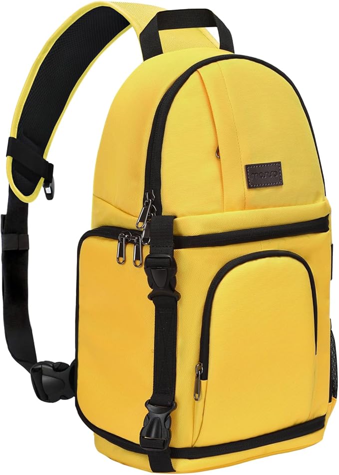 MOSISO Camera Sling Bag, DSLR/SLR/Mirrorless Camera Case Shockproof Photography Camera Backpack with Tripod Holder & Removable Modular Inserts Compatible with Canon/Nikon/Sony/Fuji, Yellow