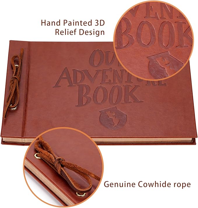 Adventure Book Scrapbook Photo Album 80 Pages Retro Leather Cover Memory Book with Luxury DIY Accessories Kit,Exquisite Box Gift Couples Weddings,Travelling,Christmas Day