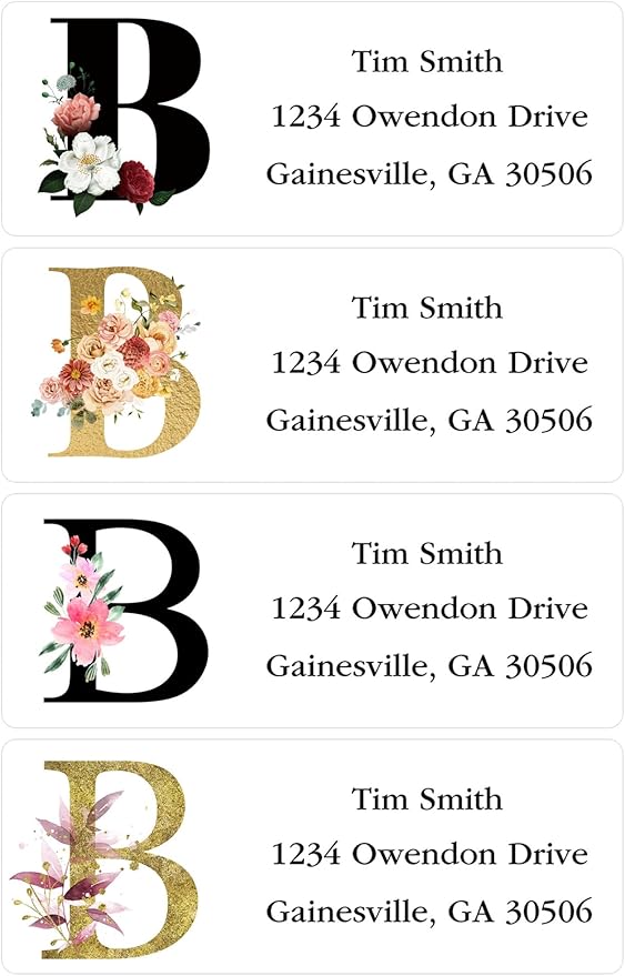Address Labels Personalized Return Address Labels, 2.6" x 1" Monogram Custom Mailing Label for Envelopes (30-1200) Customized Self Adhesive Stickers Printable Mail Envelope Adress Label, White