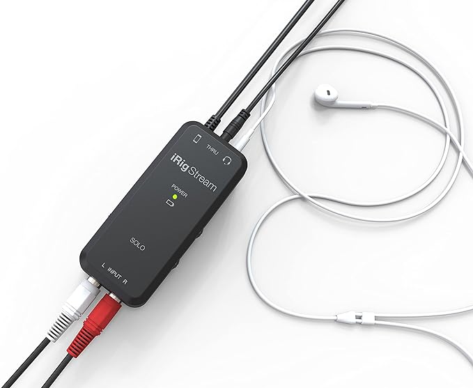 IK Multimedia iRig Stream SOLO audio interface for iOS & Android devices, iPhone, iPad, with 1/8" TRRS jack & 2 RCA, connects directly to mixers & Dj decks