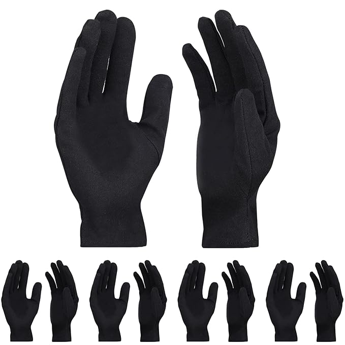ENPOINT 5 Pairs Large Archival Photo Gloves, Black Work Gloves For Handling Art Working Photography Men & Womens Cloth Gloves Liners Bulk for Handling Jewelry, Film, Photo, Coin Metal Inspection