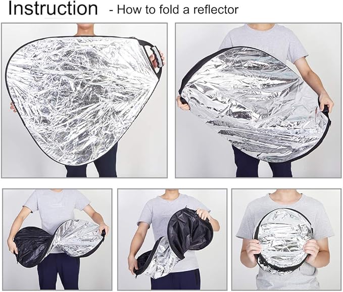 Selens 39.4 Inch (100cm) 5-in-1 Handle Triangle Light Reflector for Photography, Collapsible Multi-Disc Lighting Reflector with Portable Carrying Case for Photo Studio Lighting & Outdoor Lighting