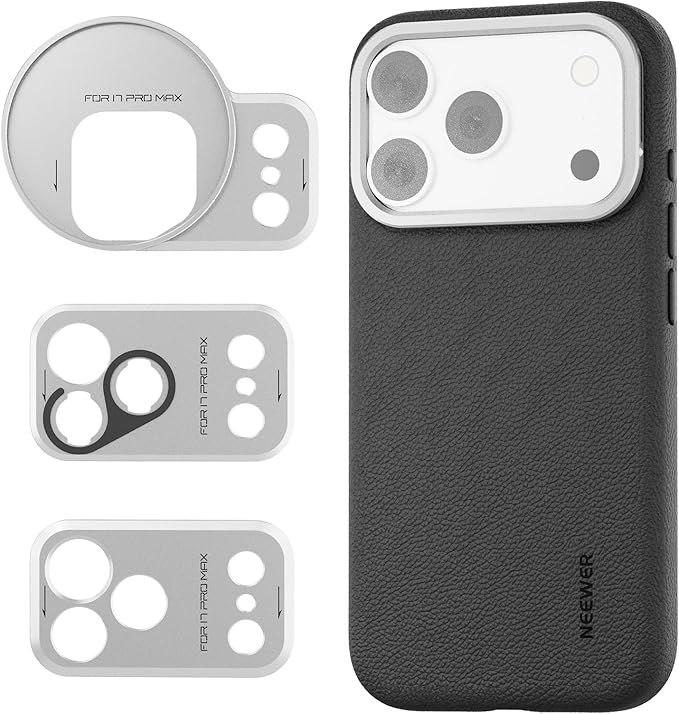 NEEWER Phone Case for 17 Pro Max, Modular Protective TPU/PC Phone Cover with 67mm Thread Filter Ring, 17mm Lens & T Mount Lens Backplates Compatible with Moment MagSafe iPhone 17 Pro Max, PA134