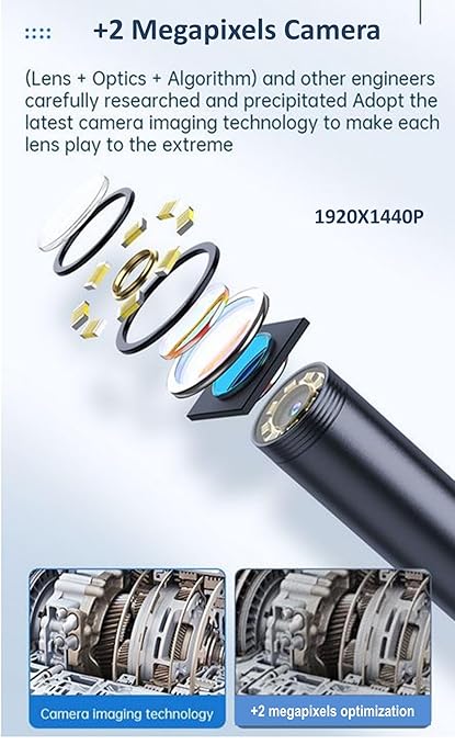 1920P HD Endoscope Camera with 8 Light, 9.8ft Ultra-Maneuverable Borescope for Smartphones, Handy Tangle-Free Snake Lightweight Inspection, Semi-Rigid Cable for Android and iOS, iPhone, iPad, Tablets