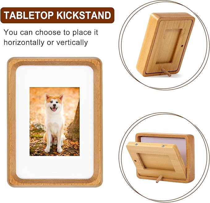 5x3.5 inch Natural Wood Picture Frame, Tabletop Wooden Small Photo Frame with Mat, Display Pictures 2x2.76 with Mat or 3.5x5 Without Mat for Desktop Display, Mini Photo Picture Frame (Beech)