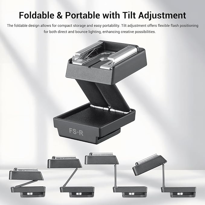 Godox FS-R Single Contact Foldable Flash Bracket, Anti-Collision Riser for Godox MF12/MF-12 & Other Single Contact Mini Flash, Max Load 78g, Foldable Design for Portable Macro Photography