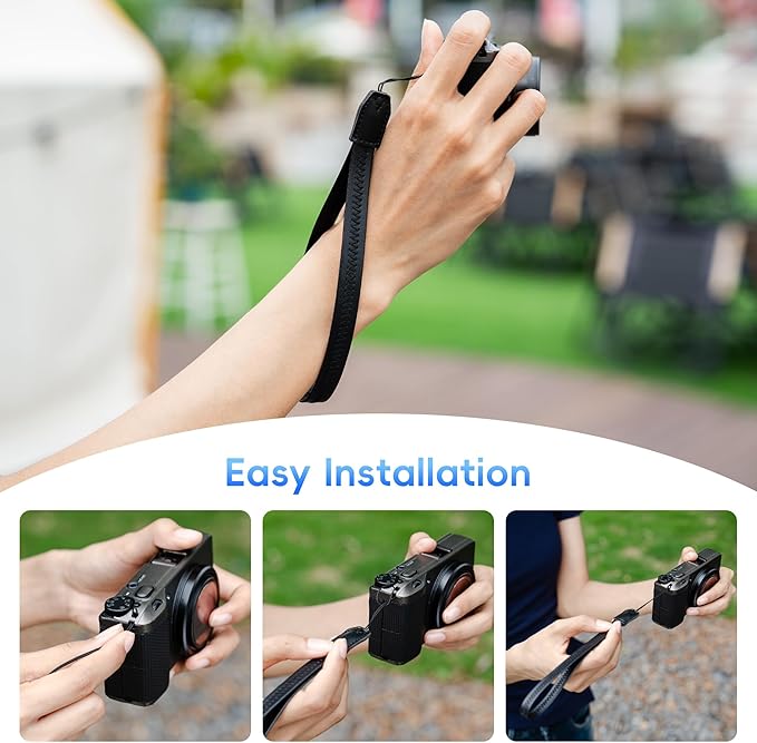 2 Pack (Black & White) 9.25'' Durable PU Short Lightweight Camera Hand Wrist Strap Wristlet Lanyard Phone Keychain String Badge Straps for Osmo Pocket 3 Gopro USB Flash Drive Keys Wallet Charm Decor