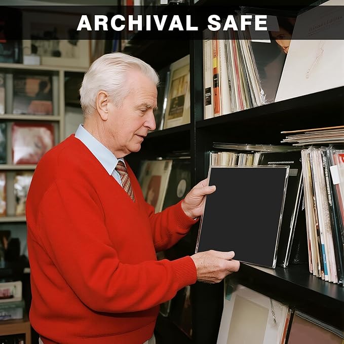20PCS Black 12-Inch LP Vinyl Record Jackets, 350gsm Cardboard Sleeves with No Center Hole, Blank Album Covers for 33 RPM Storage & Protection, Thick LP Jackets for Record Storage