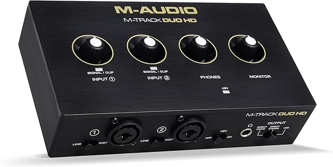 M-AUDIO M-Track Duo HD Audio Interface 24bit 192kHz for Recording, Streaming, Podcasting with USB-C, 2 XLR TRS Inputs, 2 TRS Outputs, Software Suite