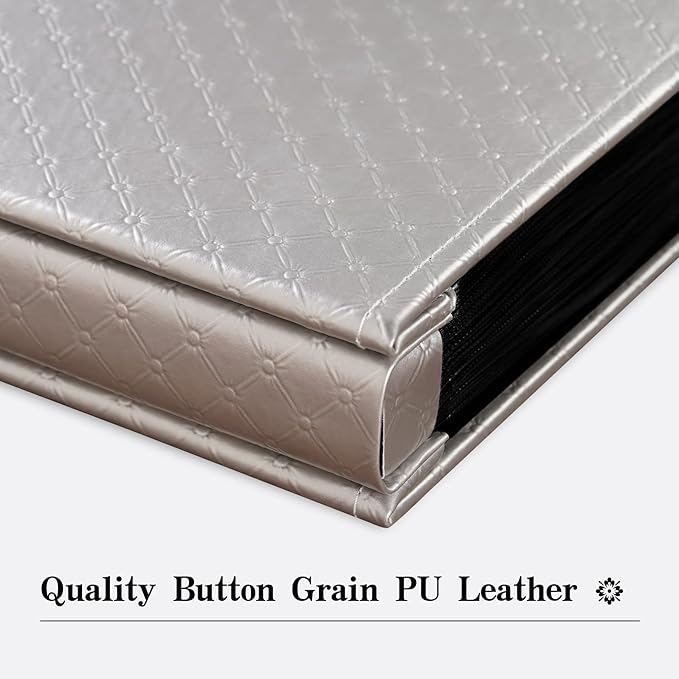 Mublalbum Small Photo Album 4x6 100 Photos Leather Cover Picture Book with Horizontal Pockets for Baby Wedding Anniversary and Family (Gray)