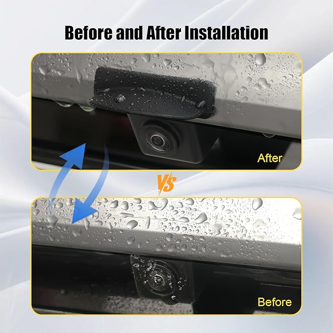 Car Backup Camera Rain Shield, Reversing Rear View Camera Anti-Rain Cover, Non-Destructive Adhesion, Universal Reversing Protector Sticker for Cars, Trucks, SUVs, Black
