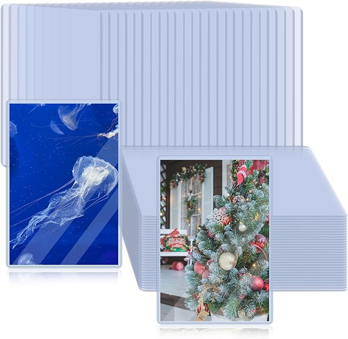 Rainmae 50 Pack 4" x 6" Rigid Print Protectors, Clear Waterproof Hard Plastic Page Sheet Protectors, B6 Paper Sleeves Photo Plastic Sleeves Document Holder Birth Certificate Protector