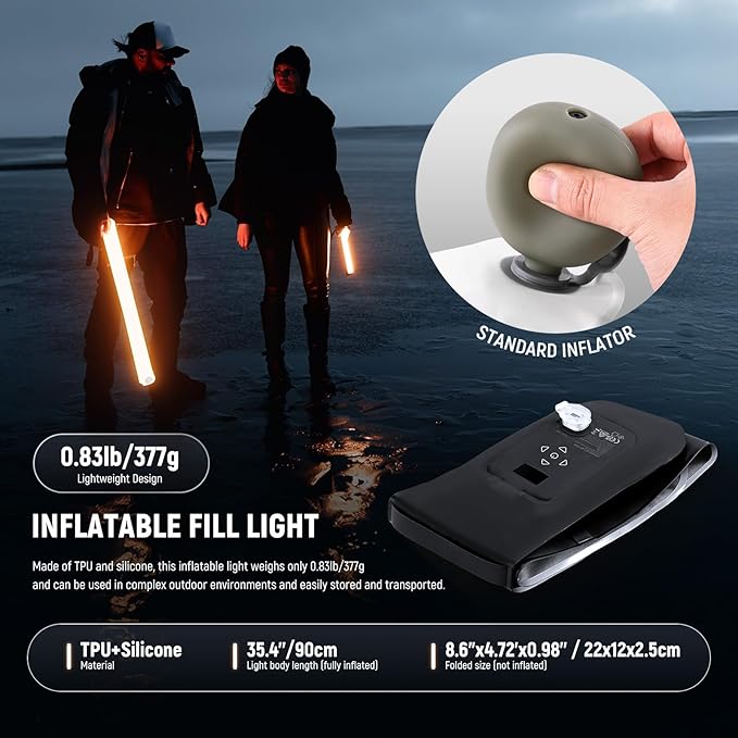 NEEWER BASICS 30W Handheld RGB Leuchtstab 35,5"/90cm, tragbare aufblasbare TPU Beleuchtung 5000mAh Typ C 45W in/30W Out, 3000Lux 17 Effekte 2700-6500K CRI95 für Studiofotografie Videoaufnahmen, GC30C