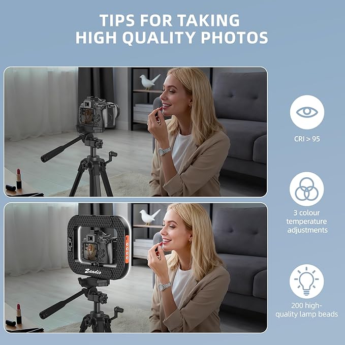 Zeadio Selfie Ring Video Light, Smartphone Handheld Grip with Powerful 20W LED Light, Adjustable Color (2500K-8500K), for Filmmaking Live Steam YouTube Video Recording etc