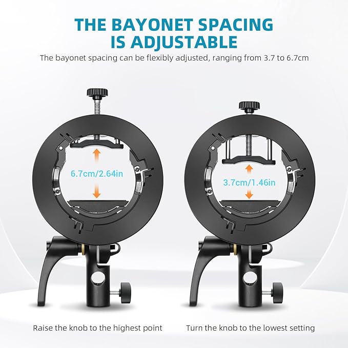 Godox S2 Speedlite Bracket: Bowen Mount Flash Holder Bracket for Godox V350/V850/V860, TT360/TT600/TT685, V1/V1 Pro Flash and AD200pro/AD300pro/AD400pro Outdoor Strobe Flash