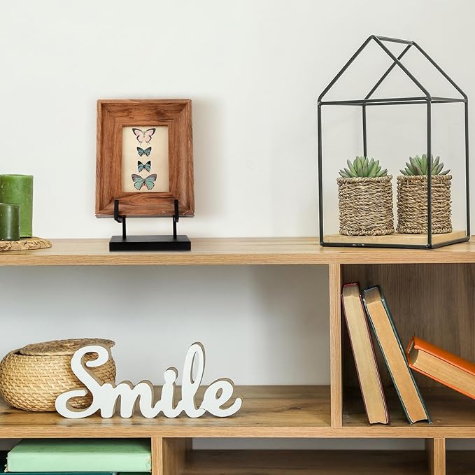 Shimeyao Metal Display Easel Stand 6 x 4 x 3 Inch Black Tabletop Easel Stand Modern Abstract Tabletop Display Holder for Books Plate Photo Frame Artwork Record Albums