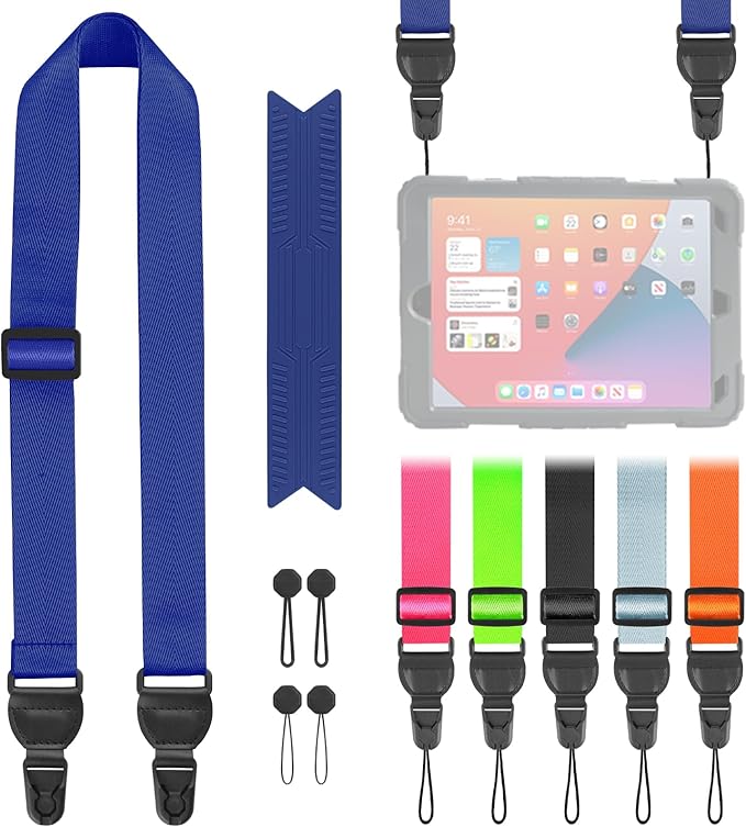Adjustable Shoulder Straps, Universal IPad lanyard, Silicone Padded Camera Strap with Quick Release Buckle, Comfort Neck Strap for Cameras, iPads, Tablet Case, Binoculars (Prussian Blue)