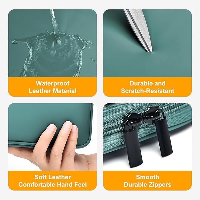 Leather Cord Organizer Travel Waterproof Travel Cable Organizer Bag Portable Tech Organizer Travel Case for Charger Electronic Accessories(Deep Green, Double Layer-Small)