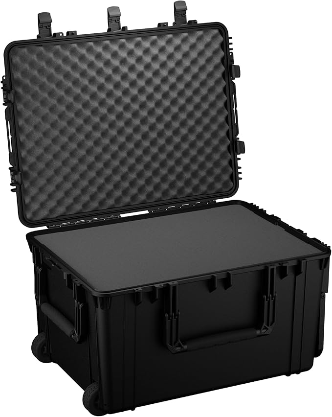 Condition 1 33" Large Rolling Hard Case Model 2152, Lockable Storage Box, IP67 Waterproof Plastic Case Protective Luggage, Camera Tactical Gear, Made in USA, 32.95"x 24.96"x18.74" Black