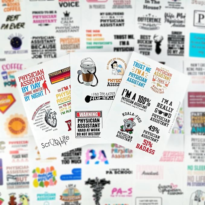 BulbaCraft 100Pcs Physician Assistant Laptop Stickers, PA Stickers, PA Week Gifts, Physician Assistant Student Presents, Gifts for Women & Men