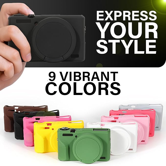 STSEETOP Camera Case for Canon PowerShot G7X Mark III - Protective Silicone DSLR Skin with Lens Cover, Detachable Cage, Shockproof, Dustproof (Black)