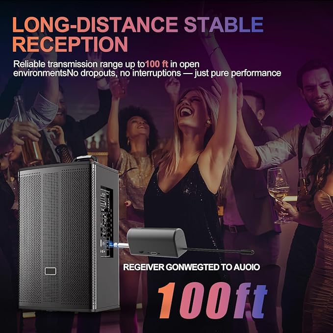 Aveek 4 Packs Wireless Microphone System, Plug & Play Karaoke Microphone Set for Singing, Parties, Church, Weddings, Events, Compatible with Speaker & Amplifier
