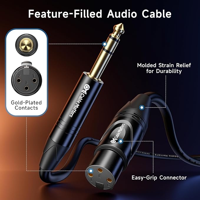 Cable Matters 6.35mm (1/4 Inch) TRS to XLR Cable - 10ft, Male to Female, XLR to 1/4 Cable