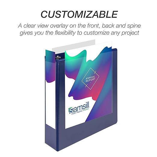 Samsill Durable 2 inch 3 Ring Binder, Made in USA, D Ring Binder, FSC 100% Recycled Chipboard, Blue