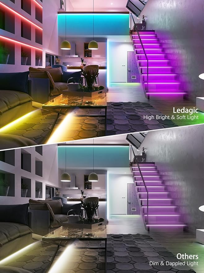 Led Lights for Bedroom 50 ft (1 Roll), 450Leds Smart Led Strip Lights with App Remote Control, RGB Music Sync Color Changing Lights for Bedroom, Kitchen, Party, Home Decoration