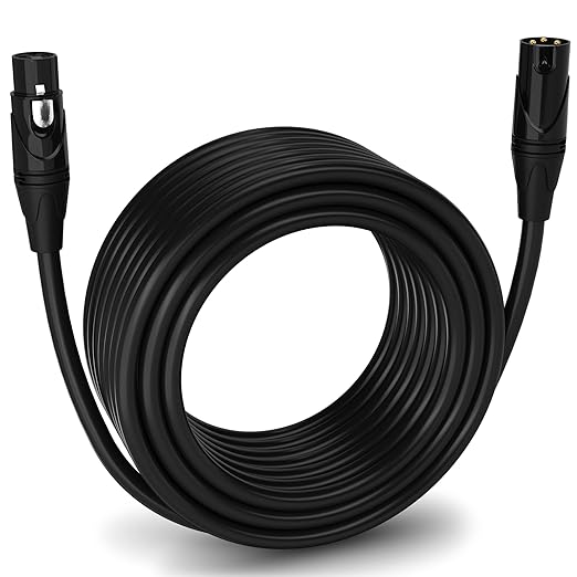 LyxPro 75 Feet XLR Microphone Cable Balanced Male to Female 3 Pin Mic Cord for Powered Speakers Audio Interface Professional Pro Audio Performance and Recording Devices - Black