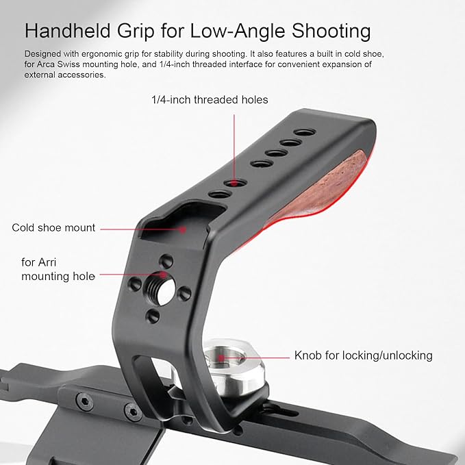 Smartphone Video Rig Dual Handle Filmmaking Vlogging Case Phone Stabilizer Grip with Microphone and Fill Light