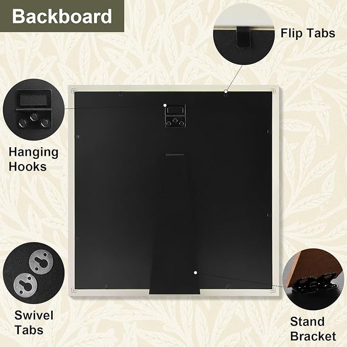 Vittanly 12x12 Picture Frame Set of 4, Vintage Photo Frame for Wall or Tabletop, Display 8x8 Pictures with Mat or 12x12 without Mat, Rustic Farmhouse Home Decor, Beige