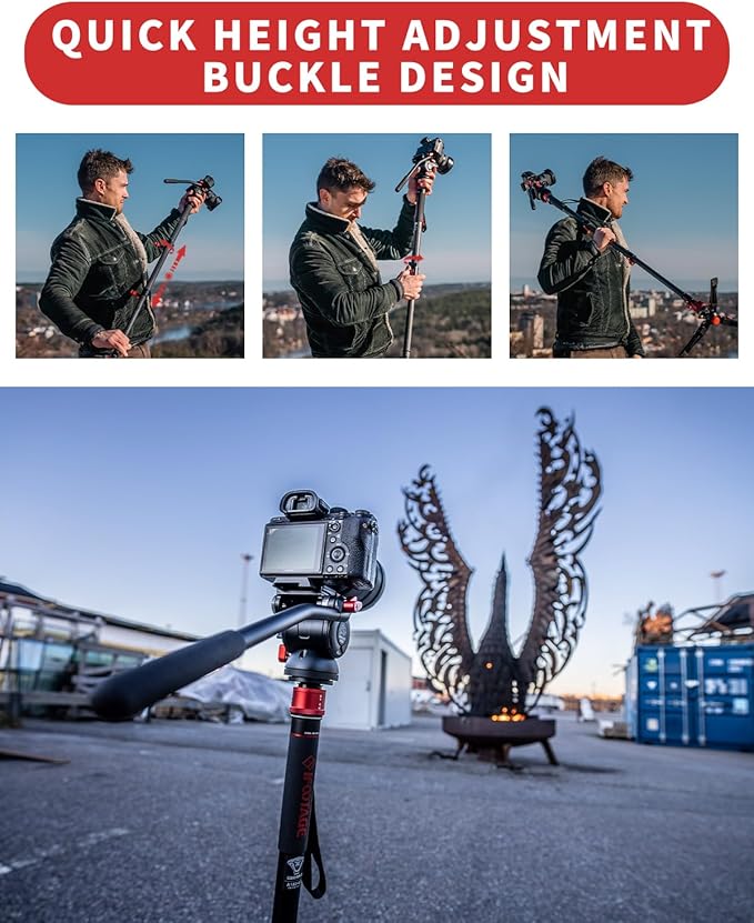 IFOOTAGE Monopod for Camera 71" Cobra 3 A180F,Quick Adjust Monopod with Feet, Walking Stick,CB3 Base Tripod,for Camera Photography,Travel,Payload up to 17.64 lbs/8 KG