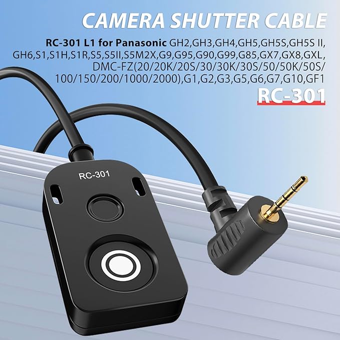 for Leica V-lux114 Cable/for Panasonic Genera Shutter Cable s5 ii S5M2XS GH4 GH5 /6 g85 g9 Remote Camera Small Shutter Release Remote Control V-lux2,V-lux3,V-lux4,V-lux5,V-lux114(RC301-L1 30cm)