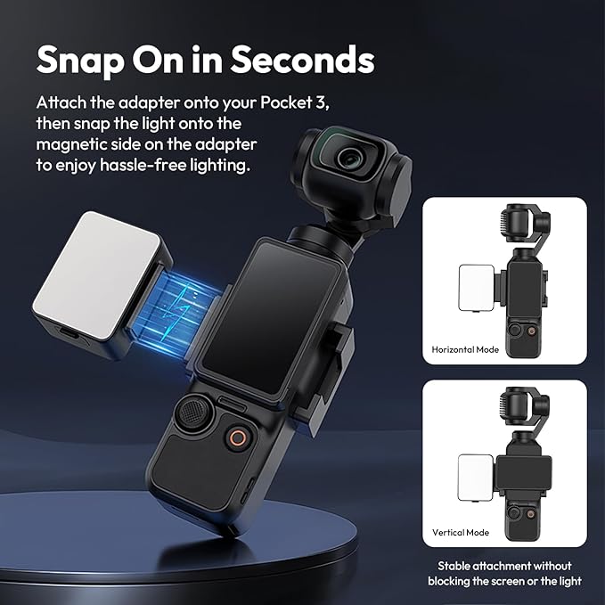 ULANZI LM001 Magnetic Mini Light for DJI Osmo Pocket 3/Xtra Muse, 2W USB C Rechargeable Auxiliary LED Fill Light, 500mAh, 5800K, CRI ≥95, IPX4 Water Resistance, Brightness 3 Levels Adjustable