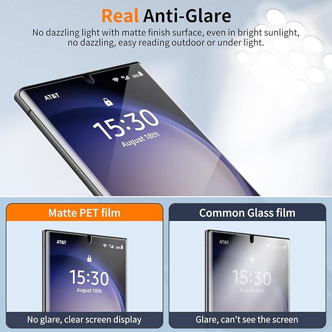 posidentists Screen Protector for Galaxy S23 Ultra, 2 Pack PET Film [Not Glass],HD Clear,Auto Dust-Elimination Installation, S22 Ultra Screen Protector [12Ft Military-Grade Shatterproof] Case Friendly
