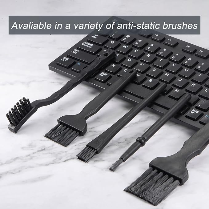 uxcell Antistatic ESD Brush Portable Plastic Handle Nylon Lab Cleaning Brushes for Electronics Keyboard PCB BGA Repair Soldering, 18x14mm Bristles