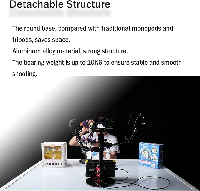IFOOTAGE Round Base Monopod RB-A300,Live Studio Small Footprint Monopod,1/4" & 3/8" Mount Adapter and Conversion Screw,Aluminium Alloy Stable Structure,24"/61~59.5"/151cm