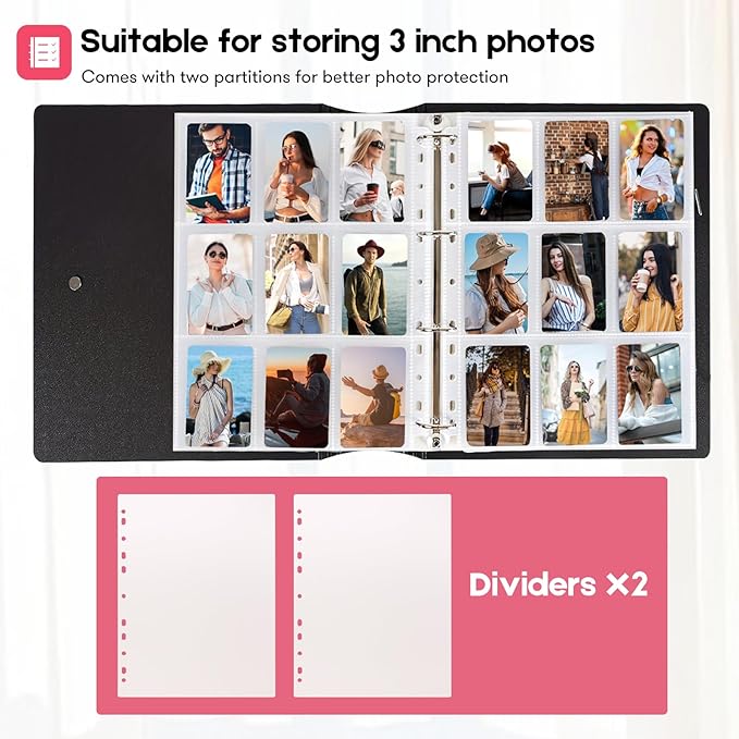 A4 Kpop Photocard Binder with 25 Pages 9 Pocket, 2x3 inch Kpop Photocard Holder Book, Photo Album for Fujifilm Instax Mini Camera Polaroid Printer Photo Film (White)