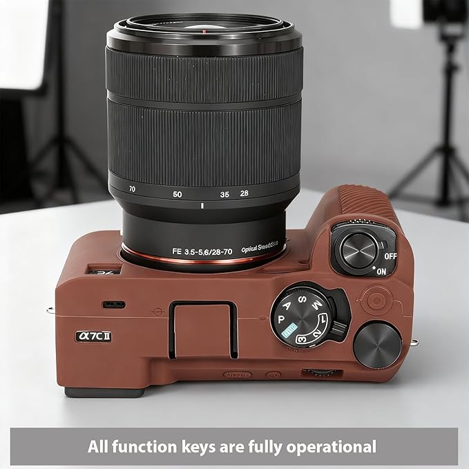 Frevyve Case for Sony A7CII/A7CR Camera Accessories, Soft Silicone Protective Case Skin with Screen Protector, Perfect Fit Sleeve, Lightweight, Anti-Scratch for Sony Alpha 7C II/7CR Cover (Brown)