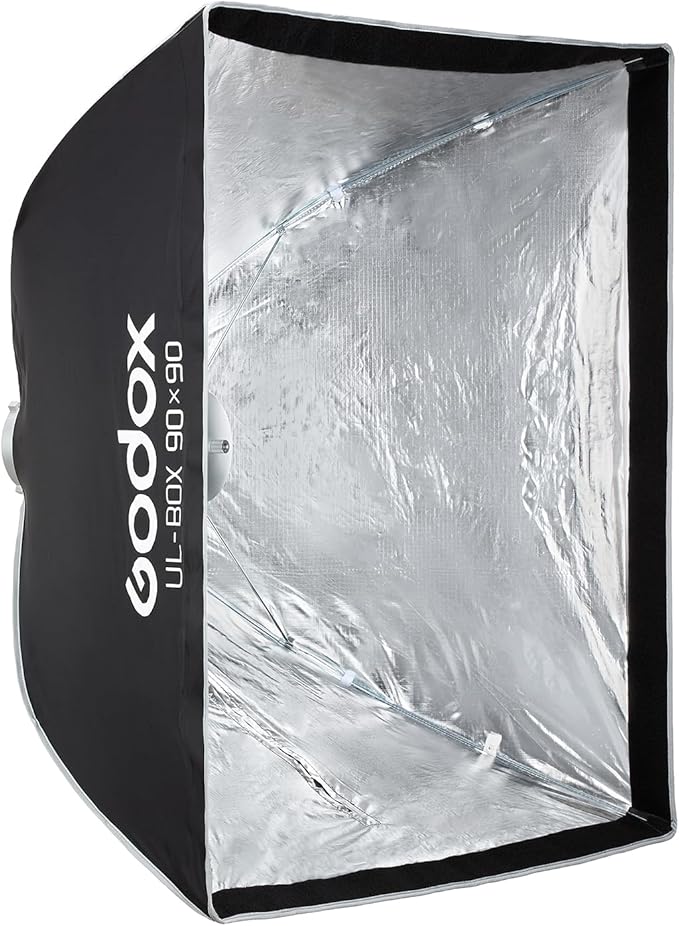 Godox 35”x35” Square Softbox with Bowens Mount, UL-BOX-90 35”/90cm Folding Quick Release Softbox Foldable Soft Box with Grid, Diffuser for Godox/SMALLRIG/Neewer/Aputure