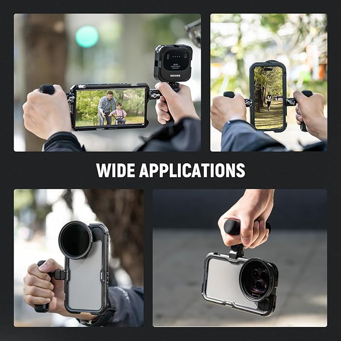 NEEWER Quick Release Side Handle Grip with Capped Anti Off Cold Shoe Compatible with iPhone 16 Pro/16 Pro Max Xiaomi 15 Ultra Samsung Galaxy S25 Ultra Phone Cage, PA145