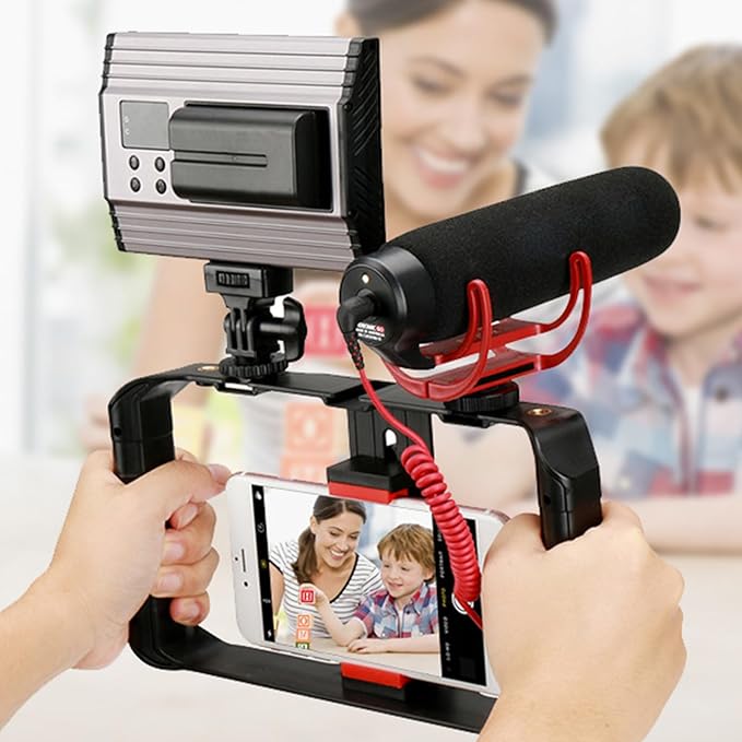 Handheld Video Rigs with Two Handles for Stable Shootings for Bloggers and Streamers in Any Setting Filmmaking Case