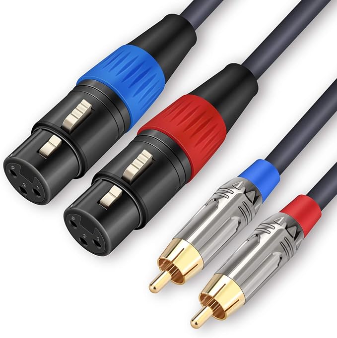 Dual XLR to RCA Cable - 15 Feet, 4N OFC Wire, HiFi Audio Cable for Amplifier, Mixer, Microphone