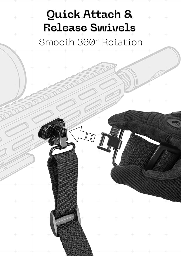 FANAUE Rifle Sling, Two Point Gun Sling with Swivels, Length Adjustable Padded Rifle Shoulder Strap for Hunting Shooting and Outdoors