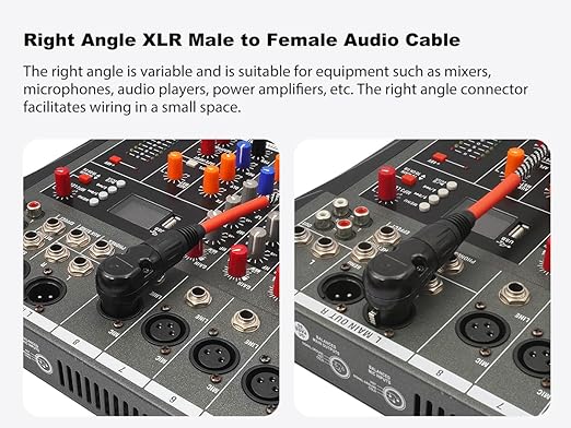 2-Pack Right Angle XLR Cable,3 FT,Adjustable-Female XLR to Male XLR Microphone Mic Cable Cord, 90 Degree Female to 90 Degree Adapter for Sound Devices Mixer Recorder