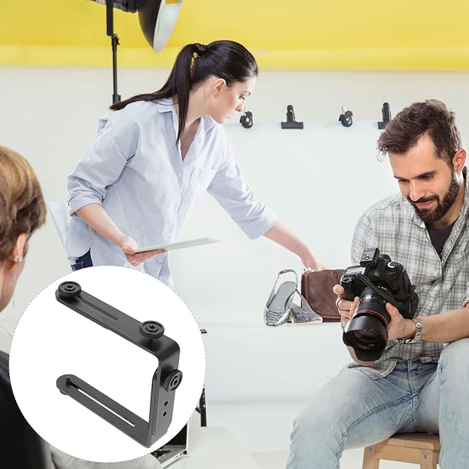 NOLITOY Shape Flash Light Bracket Matte Metal Holder for DSLR Camcorder Speedlight with Screw and Nuts Stable and Non-Slip Camera Mount for Photography Lighting Equipment