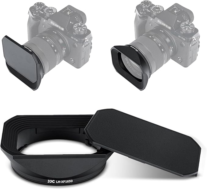 Metal Square Lens Hood Cover with Lens Hood Cap for Fujifilm Fuji XF 16-50mm f/2.8-4.8 R LM WR & XF 33mm F1.4 R LM WR on X-T50 XT50 X-T5 X-S20 X-T30 II X-T20 X-T10 X-T4 X-T3 X-T2 X-S10 X-H2S X-H2 X-E4