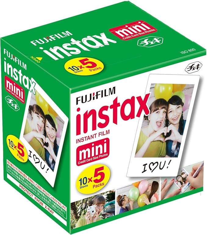 Fujifilm Mini Instant Film, 10 Sheets×5 Pack(Total 50 Shoots)