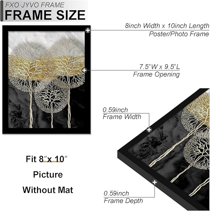 8x10 Picture Frame Set of 6, Display Photo 5x7 with Mat or 8 x 10 Without Mat, Light Weight and High Transparent 8 by 10 Frame for Wall - 6 Pack/Black/8"x10"